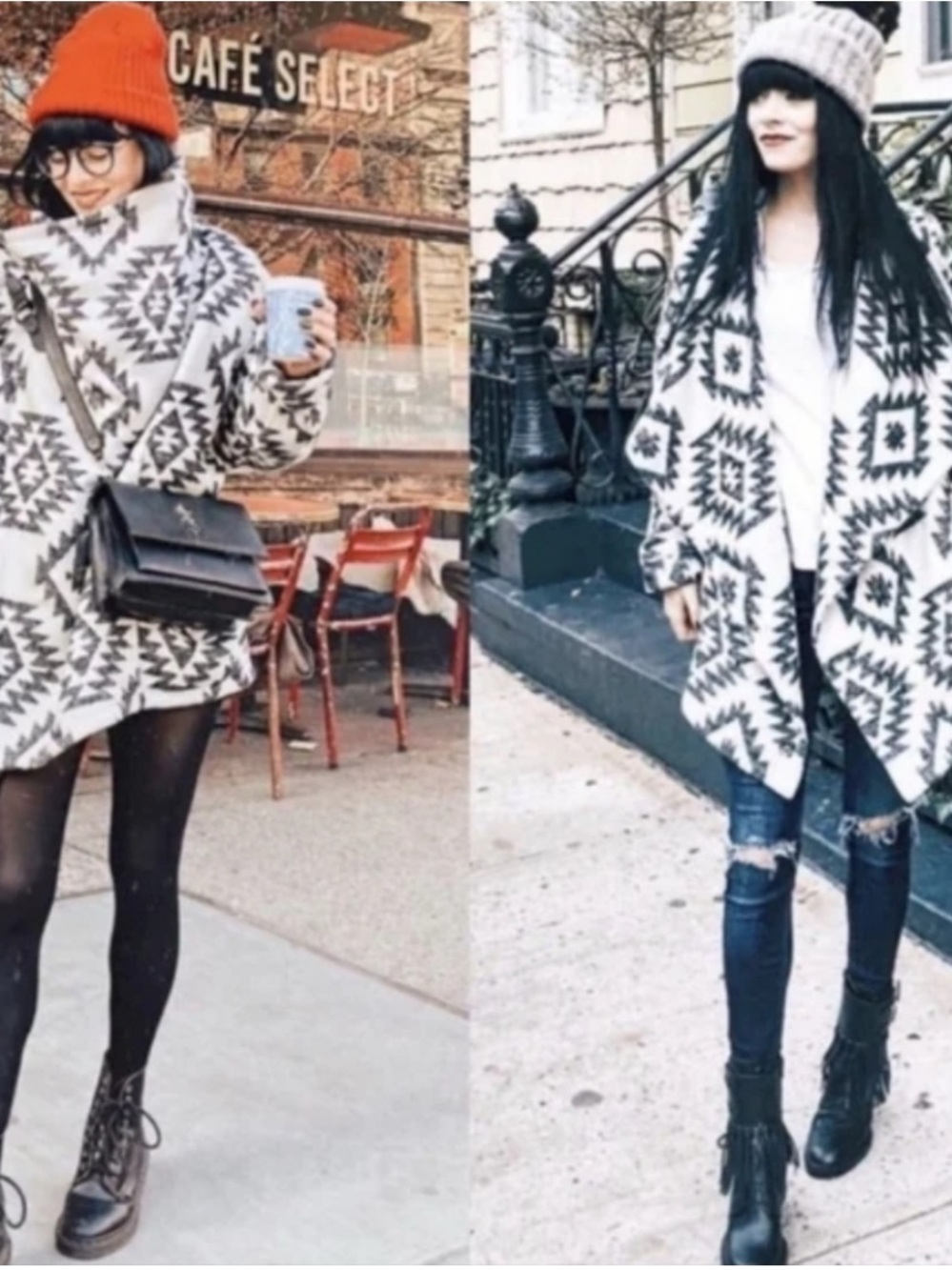 Anthropologie Capulet Heavy Pancho Wrap in Geo Print